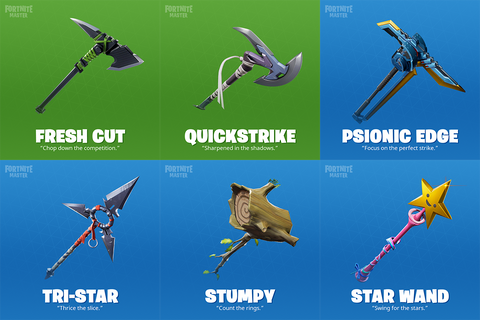 back bling - every green pickaxe fortnite